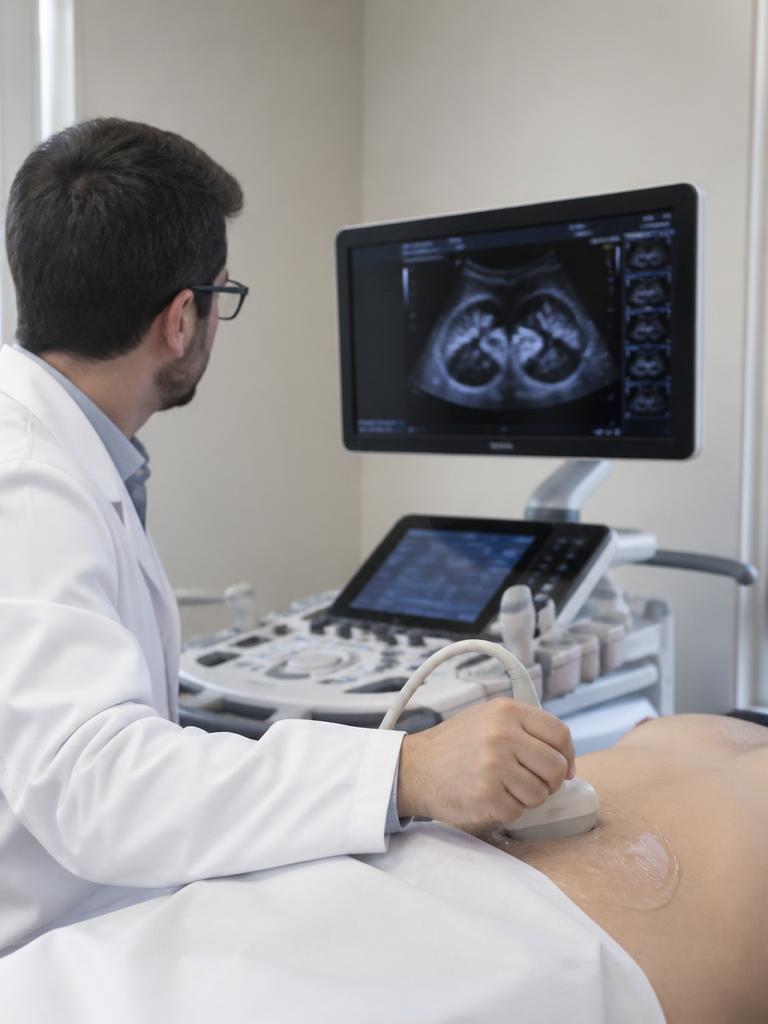 Esame ecografico in sala diagnostica.